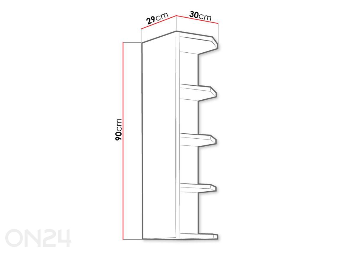 Keittiön ylähylly 30 cm kuvasuurennos mitat