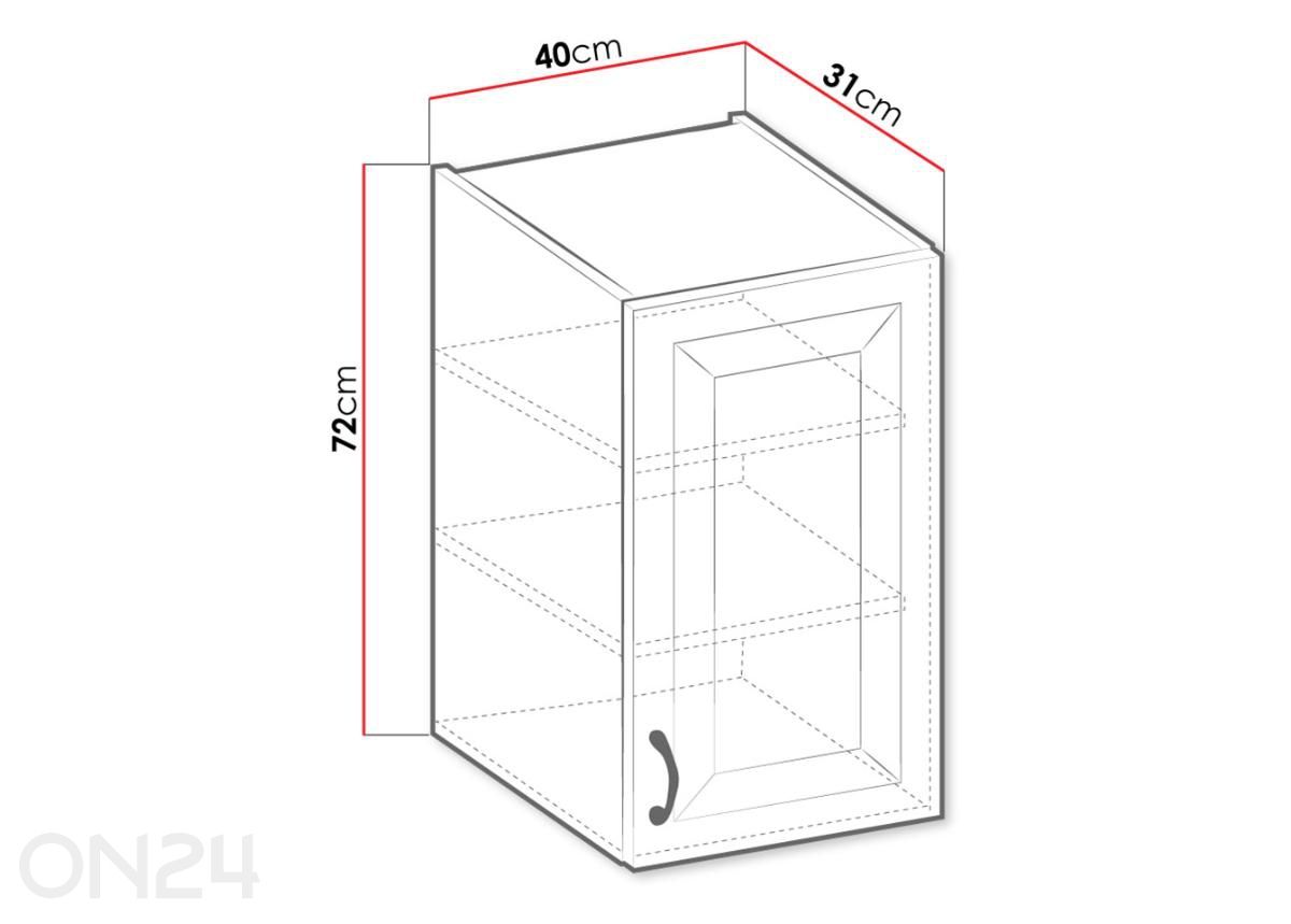 Keittiön yläkaappi 40 cm kuvasuurennos mitat