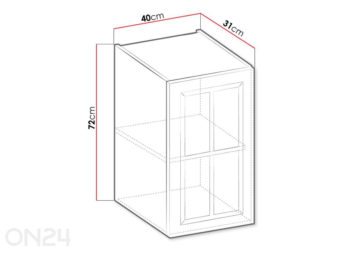 Keittiön yläkaappi 40 cm kuvasuurennos mitat