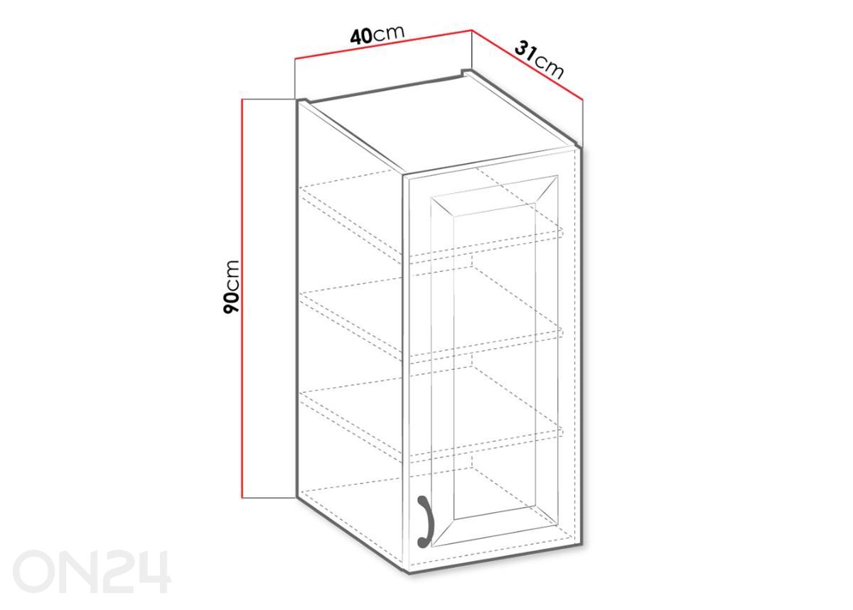 Keittiön yläkaappi 40 cm kuvasuurennos mitat