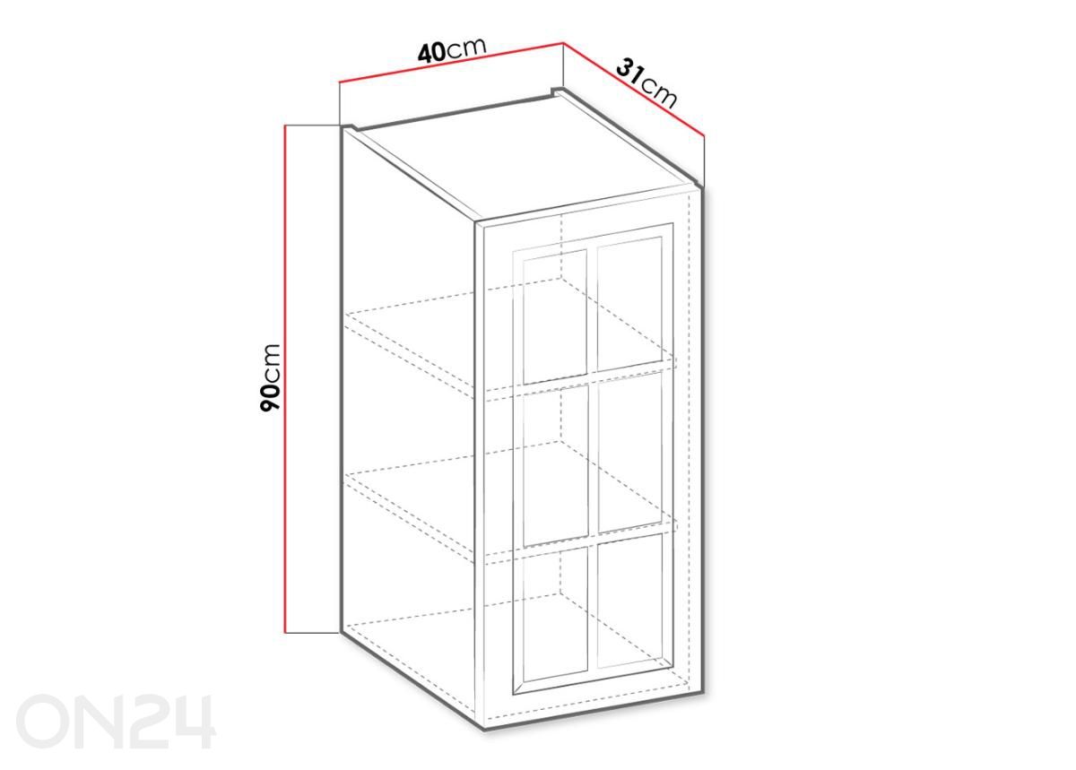 Keittiön yläkaappi 40 cm kuvasuurennos mitat