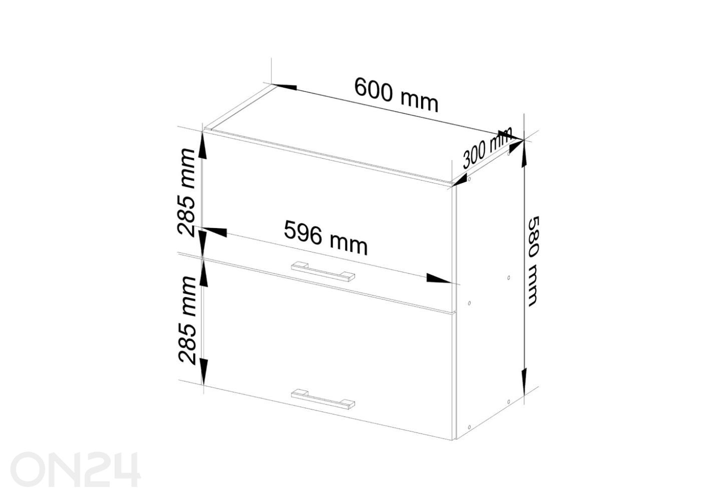 Keittiön yläkaappi Visby 60 cm kuvasuurennos mitat