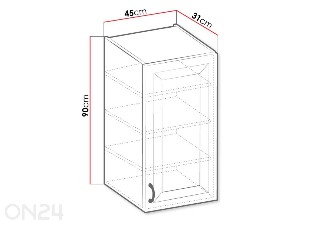 Keittiön yläkaappiRetro 45 cm kuvasuurennos mitat