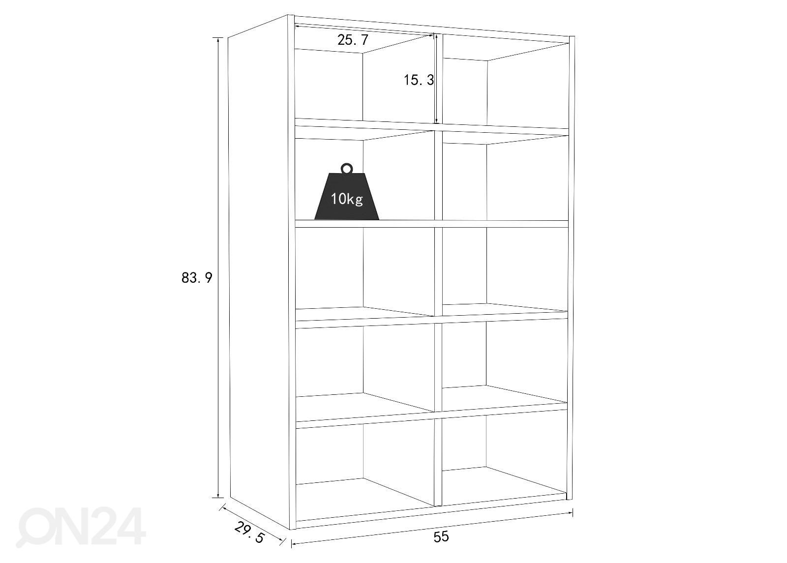 Kenkähylly Hinsol M 55 cm kuvasuurennos mitat