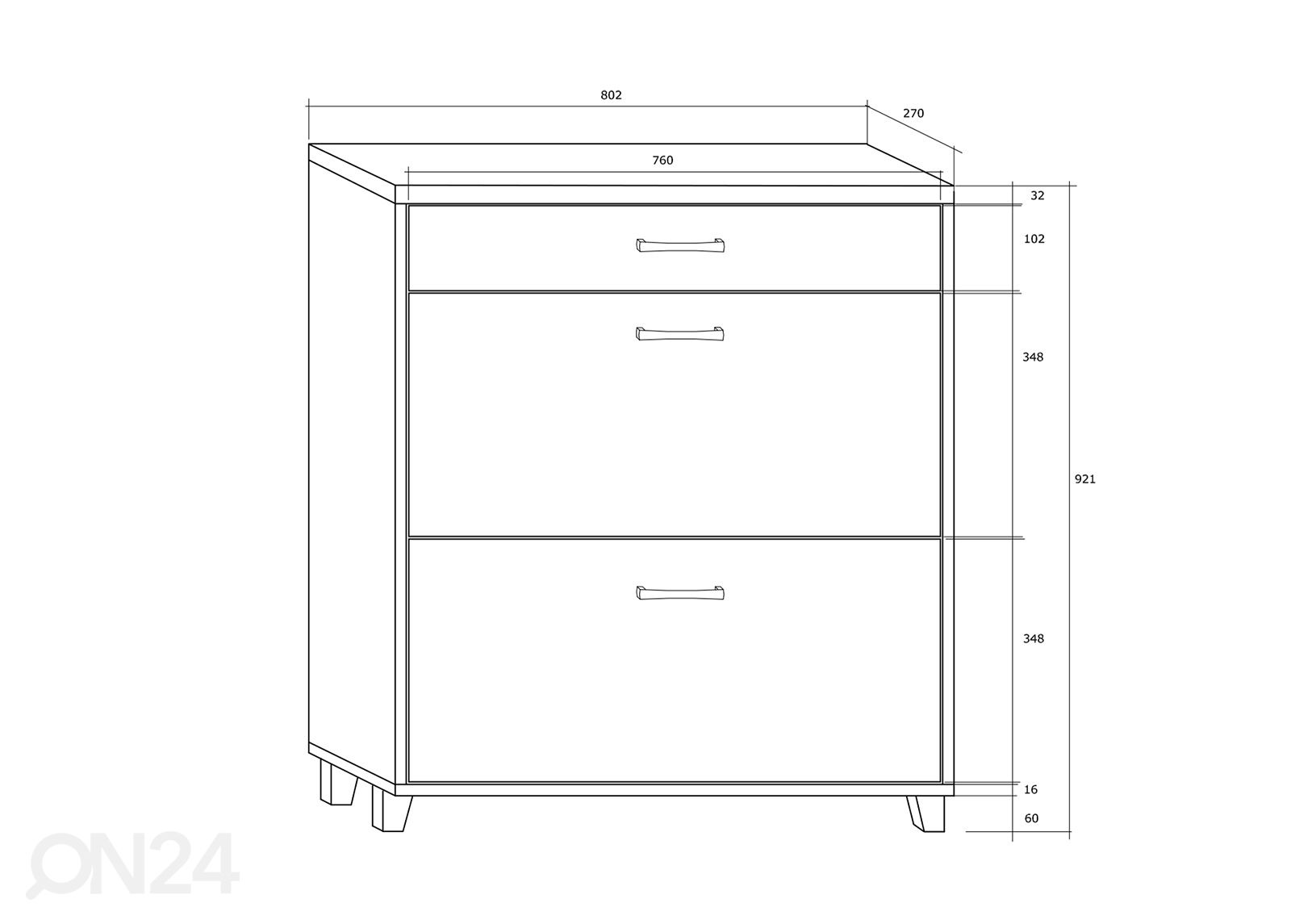 Kenkäkaappi 80 cm kuvasuurennos mitat