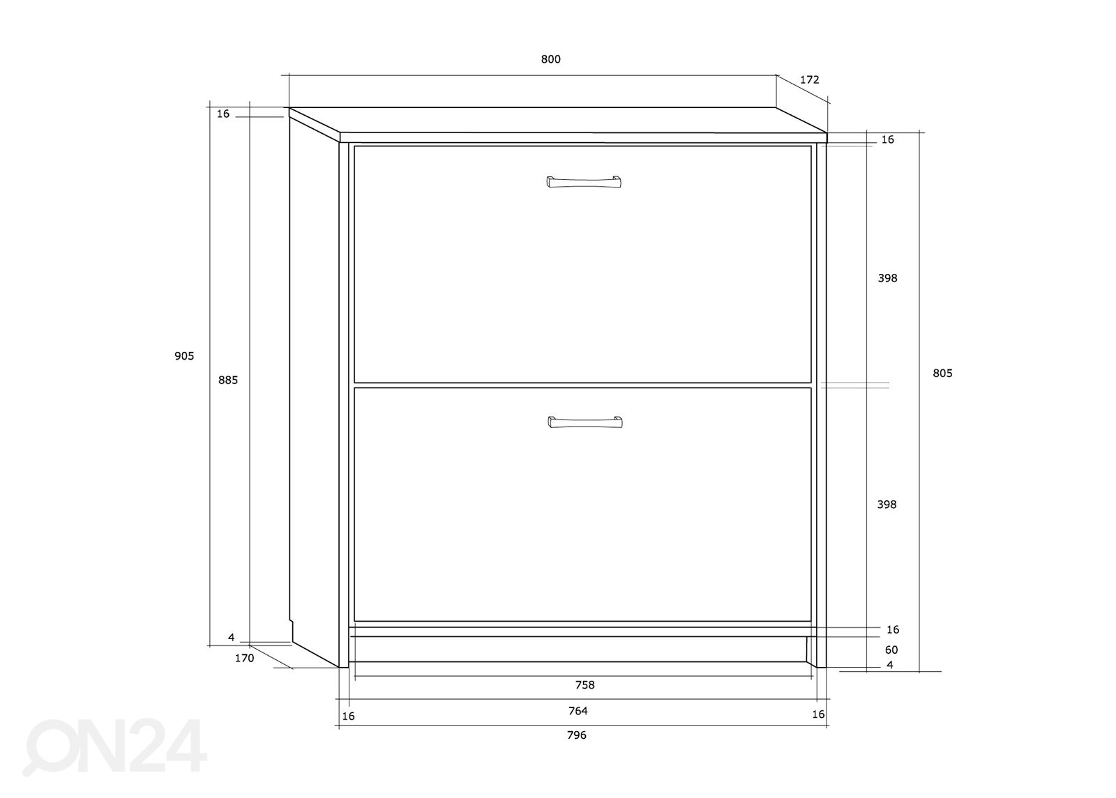 Kenkäkaappi 80 cm kuvasuurennos mitat
