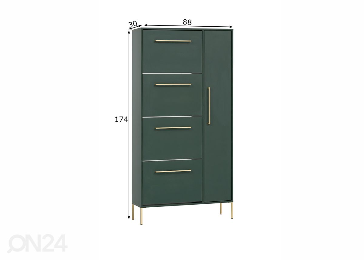 Kenkäkaappi Kent 88 cm kuvasuurennos mitat