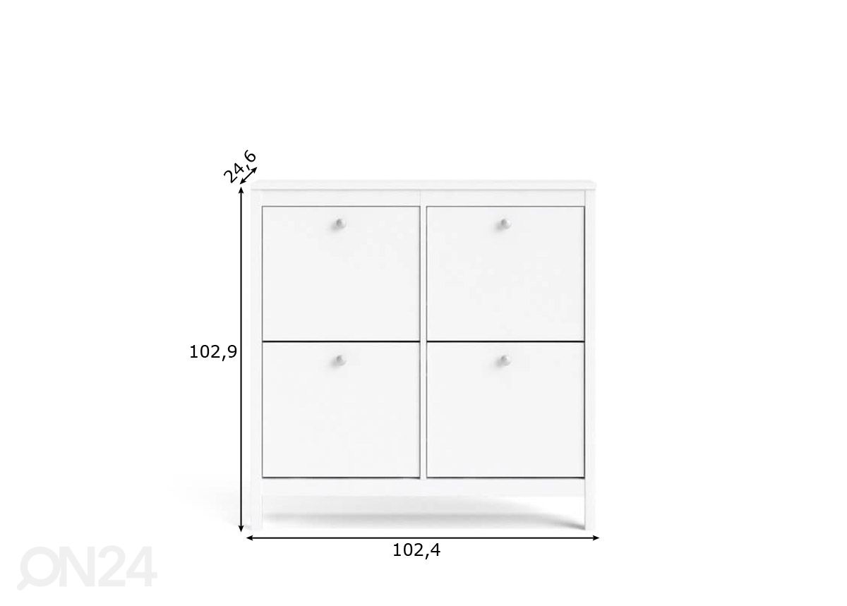 Kenkäkaappi Madrid 103 cm kuvasuurennos mitat