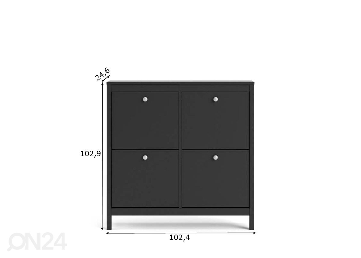 Kenkäkaappi Madrid 103 cm kuvasuurennos mitat