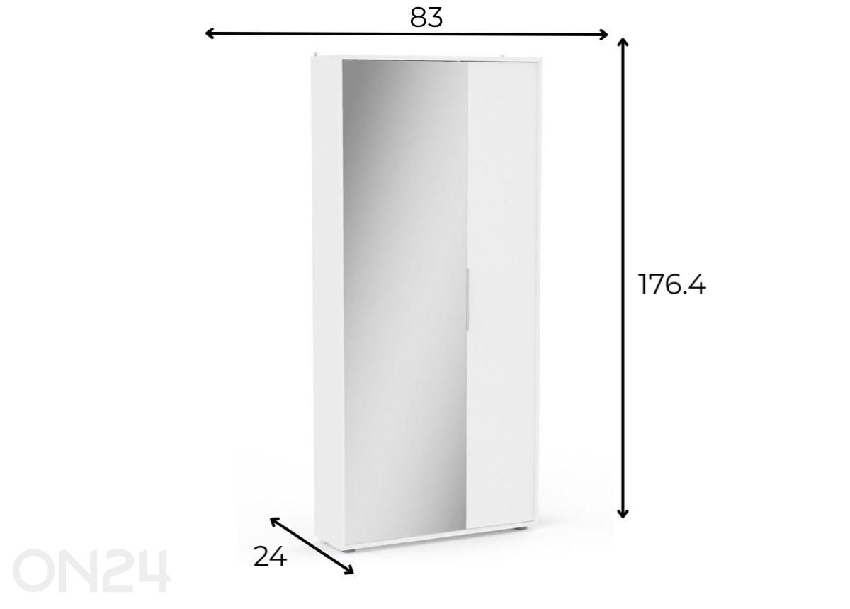 Kenkäkaappi peilillä Ebony 2u kuvasuurennos mitat