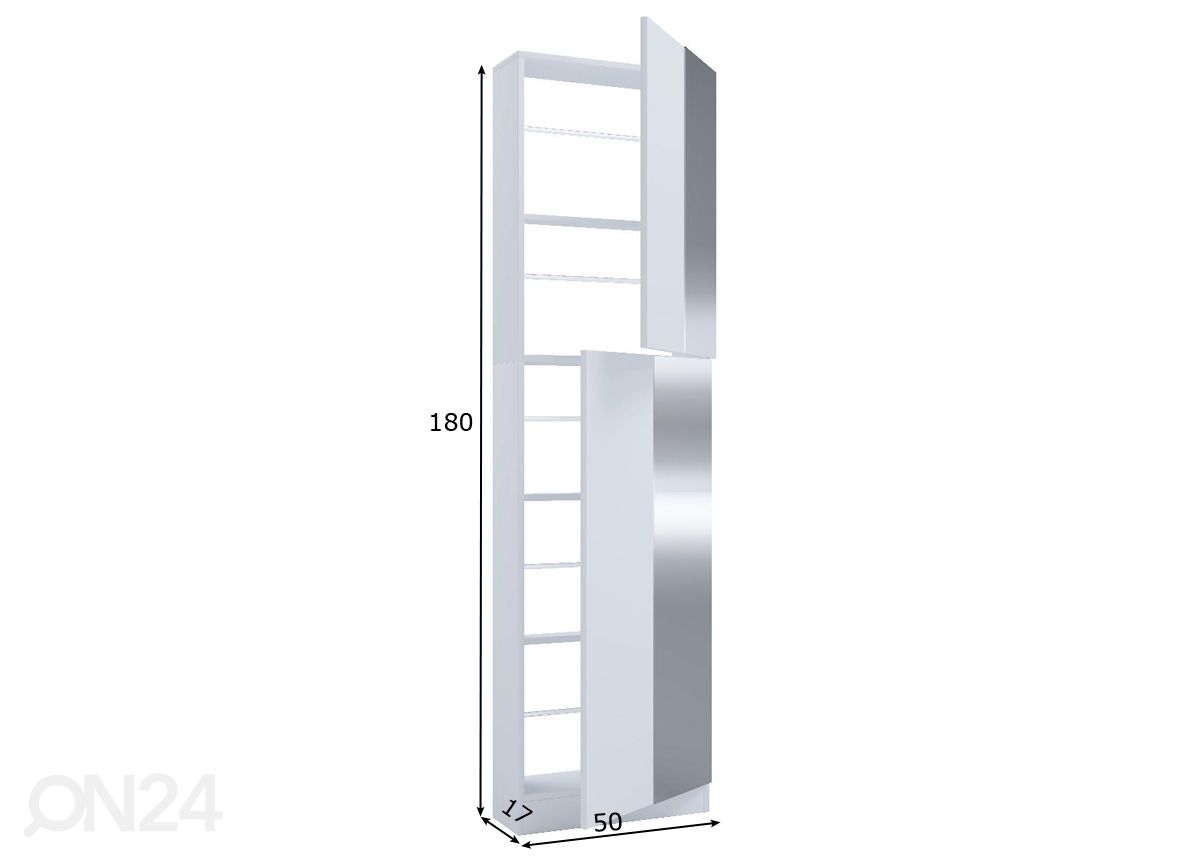 Kenkäkaappi peilillä Fulisa XL 50 cm kuvasuurennos mitat