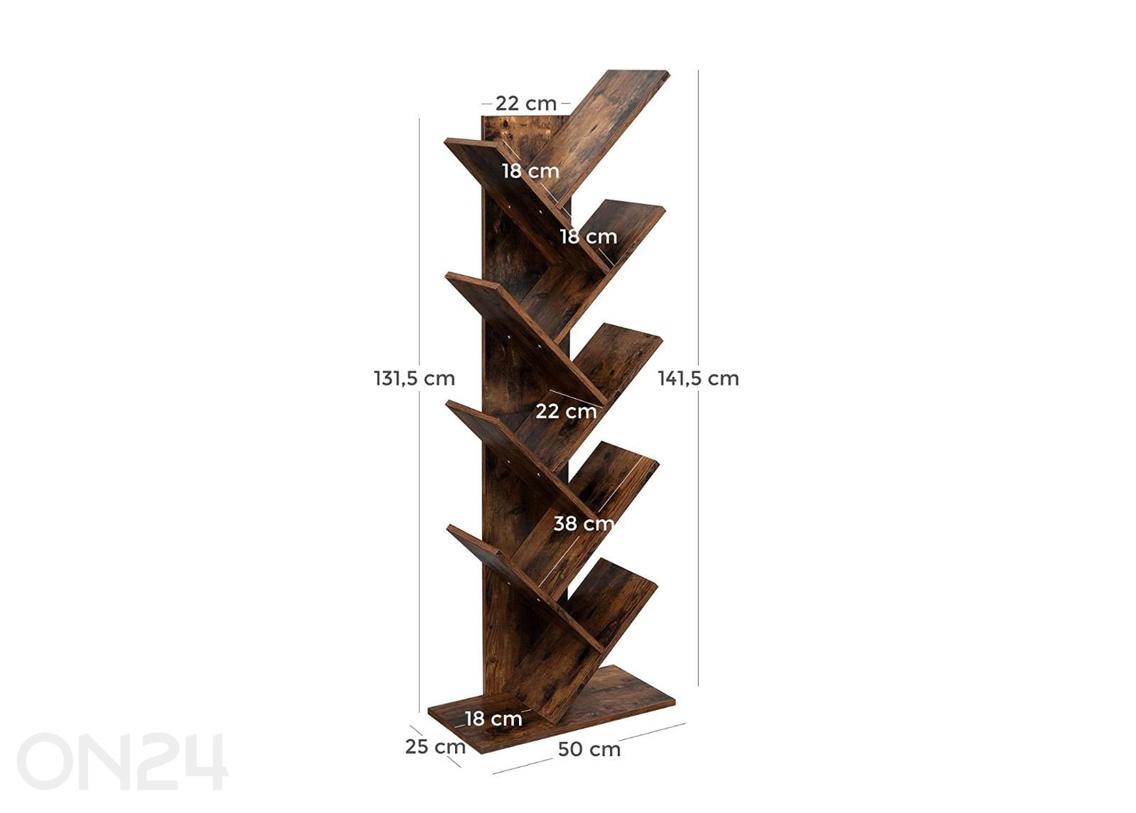 Kirjahylly 141,5 cm, ruskea kuvasuurennos mitat