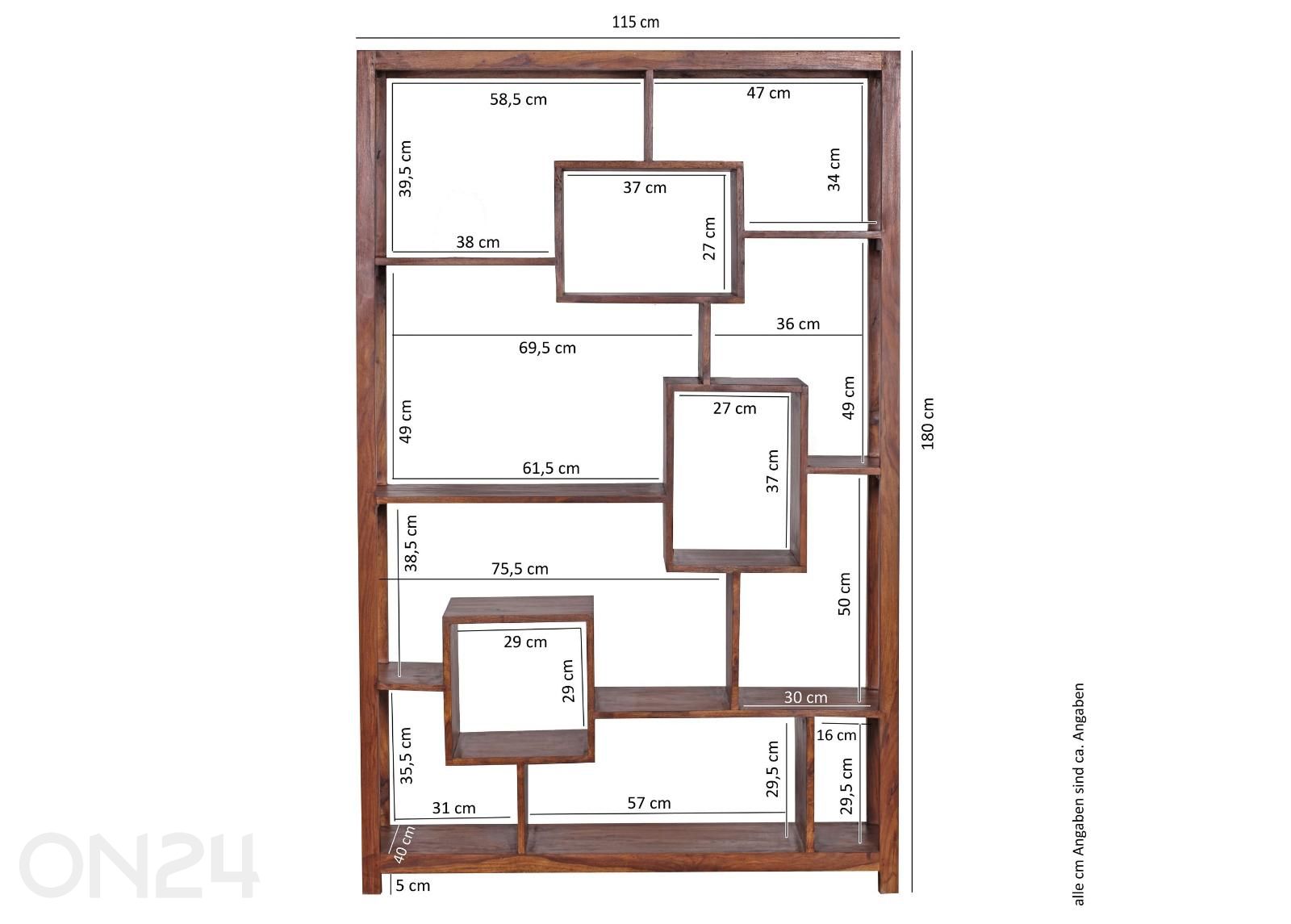 Kirjahylly 180 cm kuvasuurennos mitat