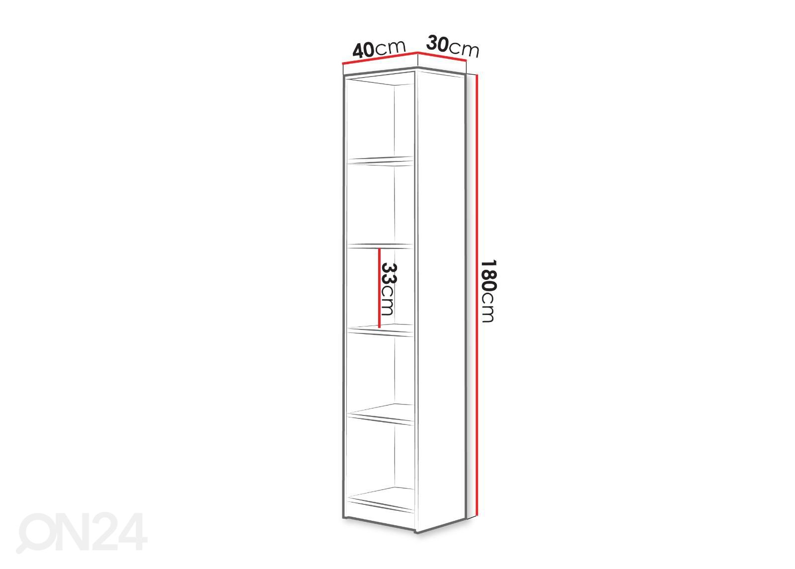 Kirjahylly 40 cm kuvasuurennos mitat
