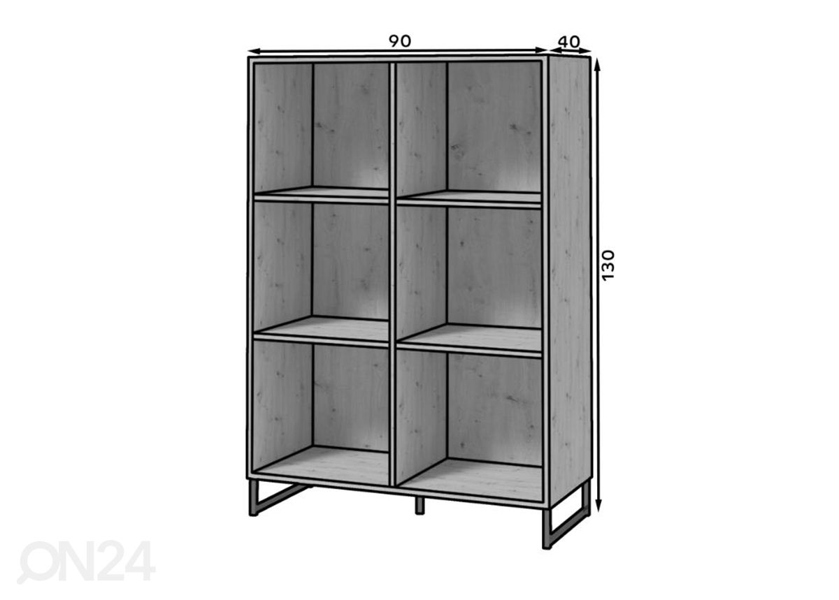 Kirjahylly Alam 90 cm kuvasuurennos mitat
