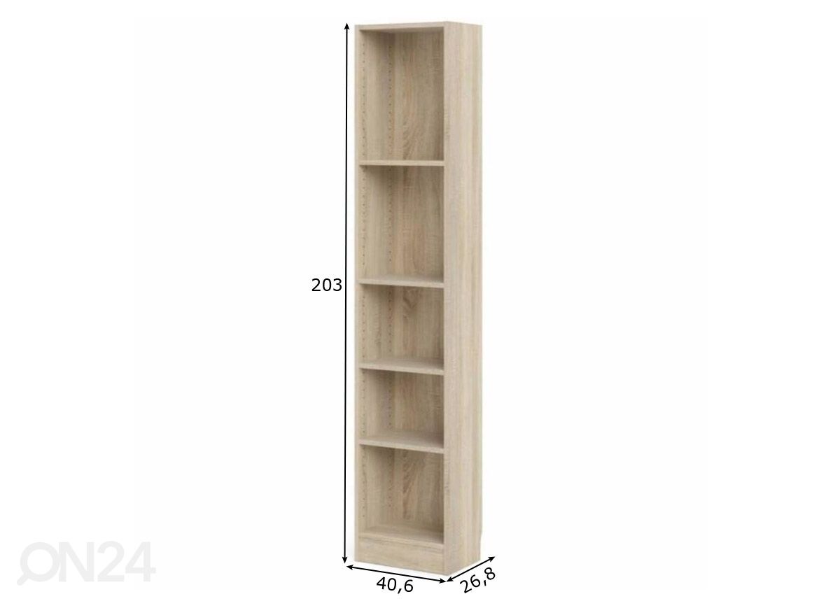 Kirjahylly Basic 40,6 cm kuvasuurennos mitat