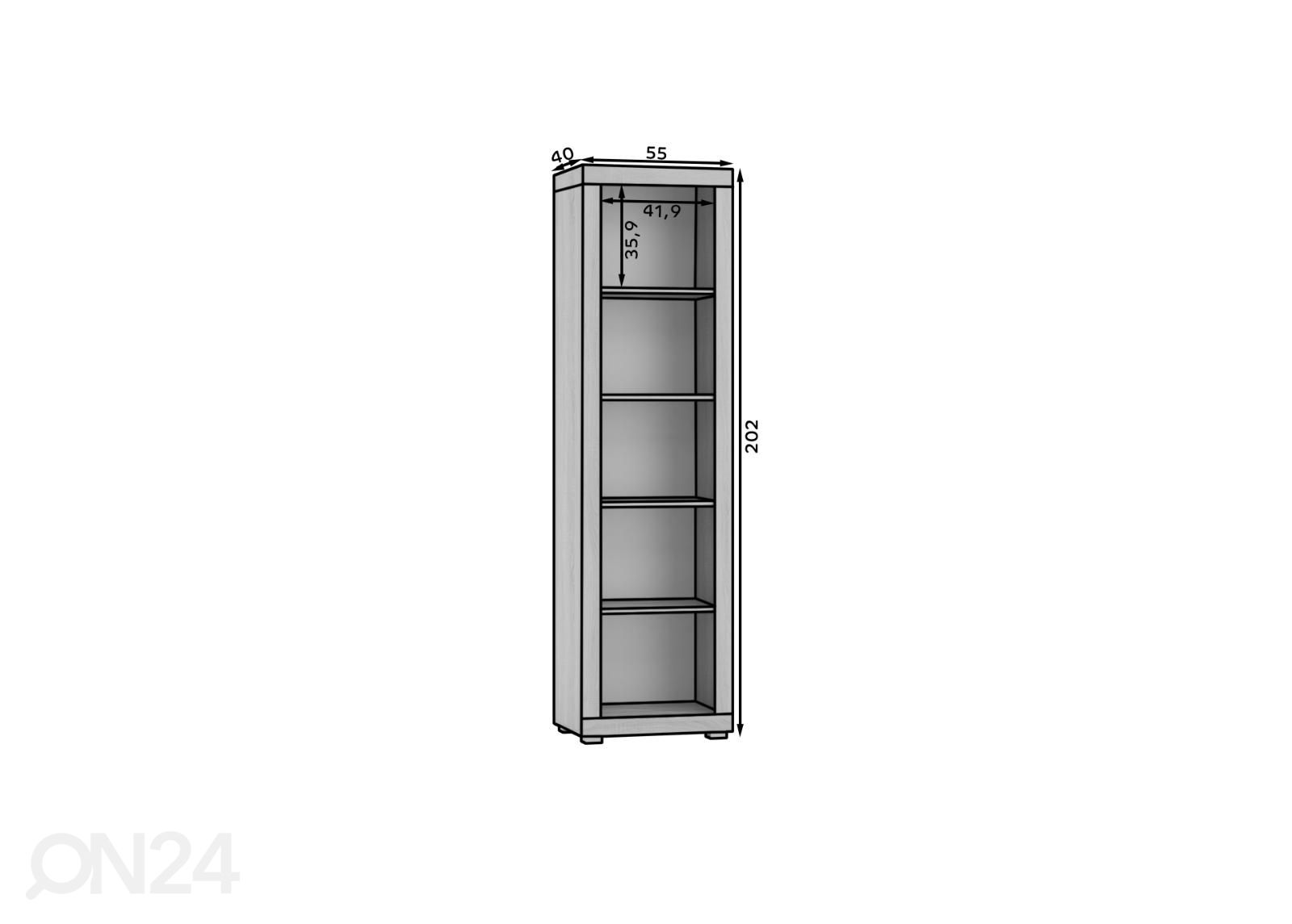 Kirjahylly Berty 55 cm kuvasuurennos mitat
