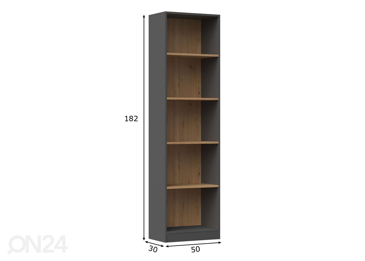 Kirjahylly Hudson 50 cm kuvasuurennos mitat