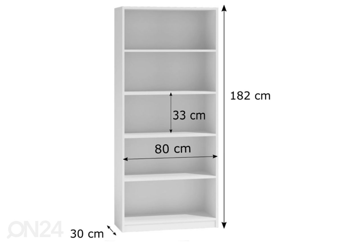 Kirjahylly Hudson 80 cm kuvasuurennos mitat