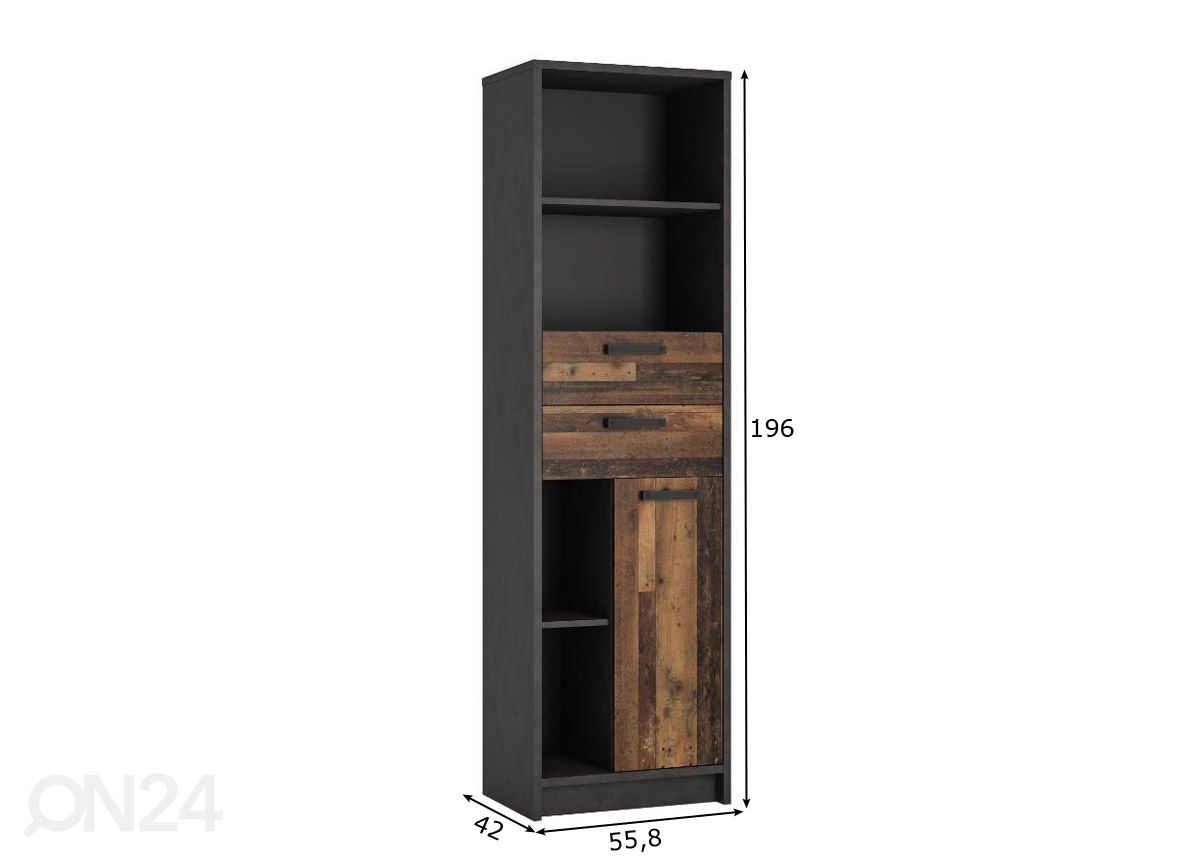 Kirjahylly Nubi 55,8 cm kuvasuurennos mitat