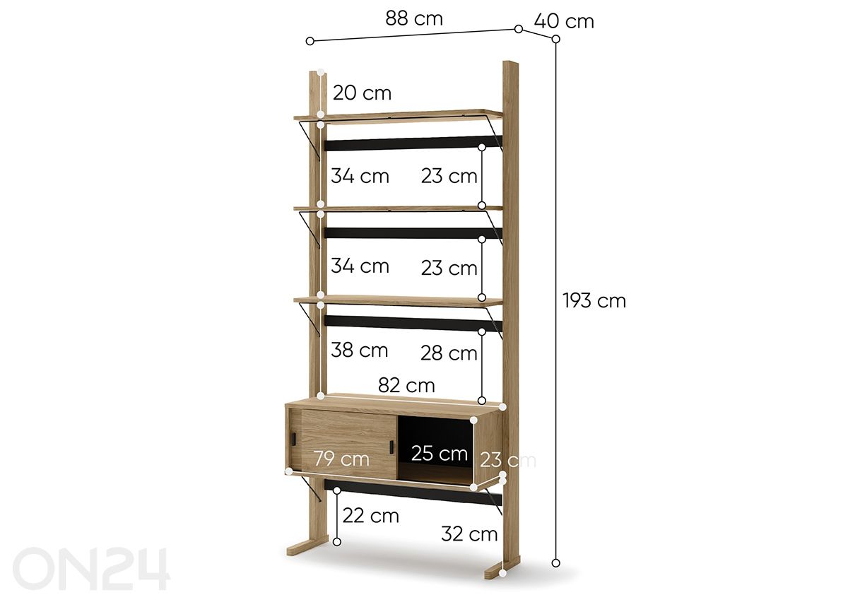 Kirjahylly Ollie kuvasuurennos mitat