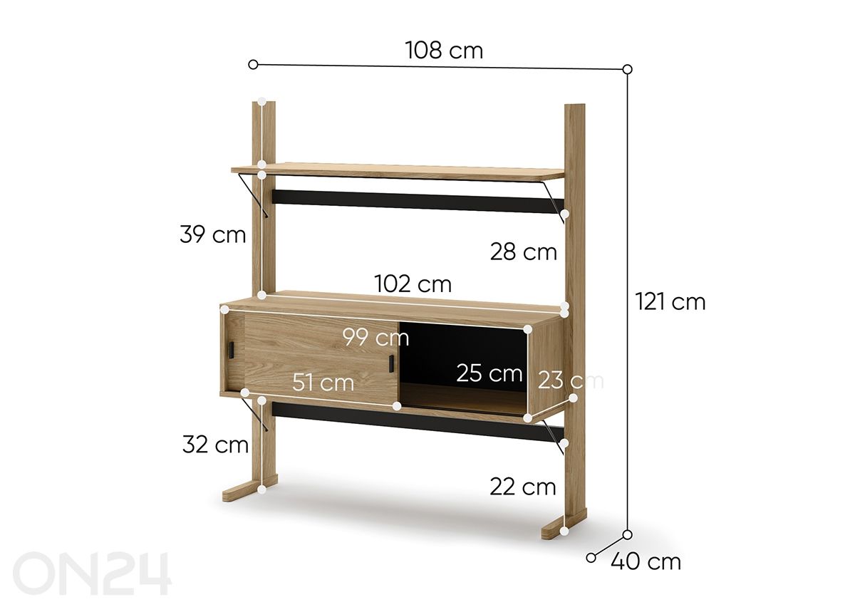 Kirjahylly Ollie kuvasuurennos mitat