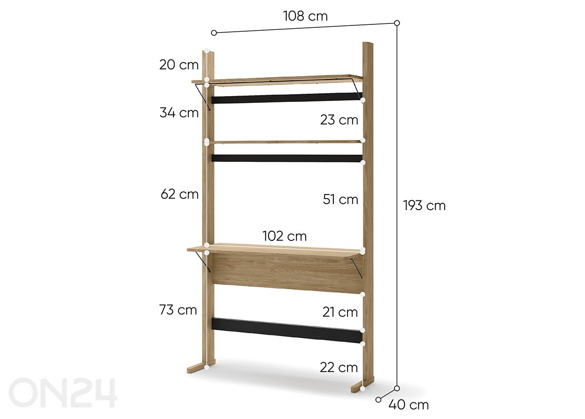 Kirjahylly Ollie kuvasuurennos mitat