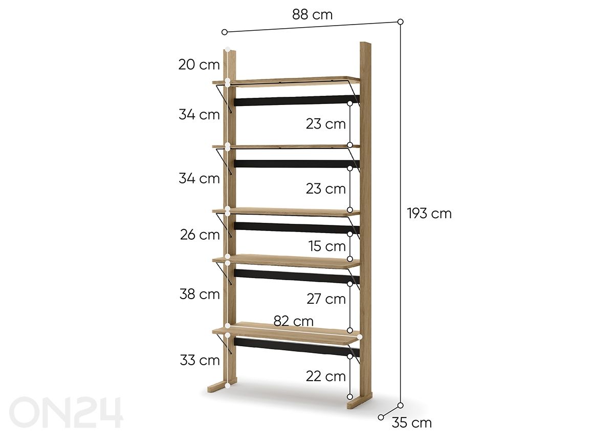 Kirjahylly Ollie kuvasuurennos mitat