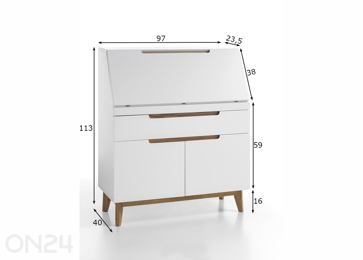 Kirjoituskaappi Cervo kuvasuurennos mitat