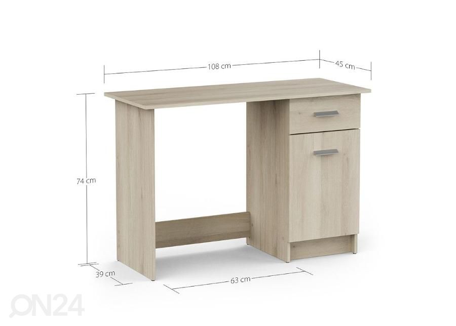 Kirjoituspöytä Gaston, 45x108 cm kuvasuurennos mitat