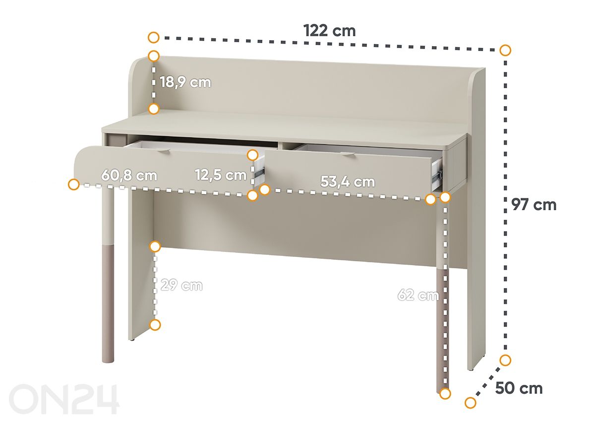 Kirjoituspöytä Harmony kuvasuurennos mitat