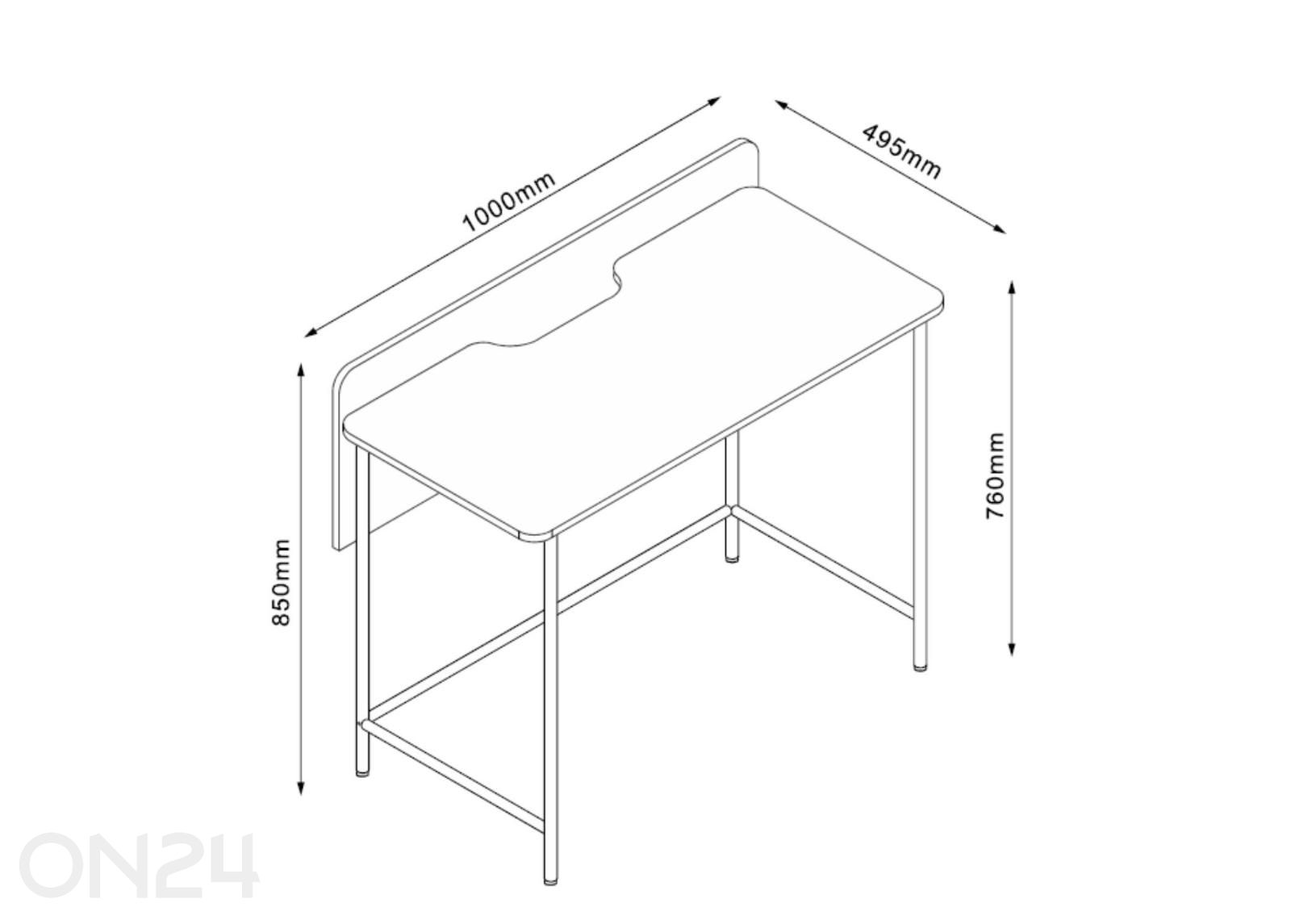 Kirjoituspöytä Harper 100 × 49,5 × K85 cm, saarni/musta kuvasuurennos mitat