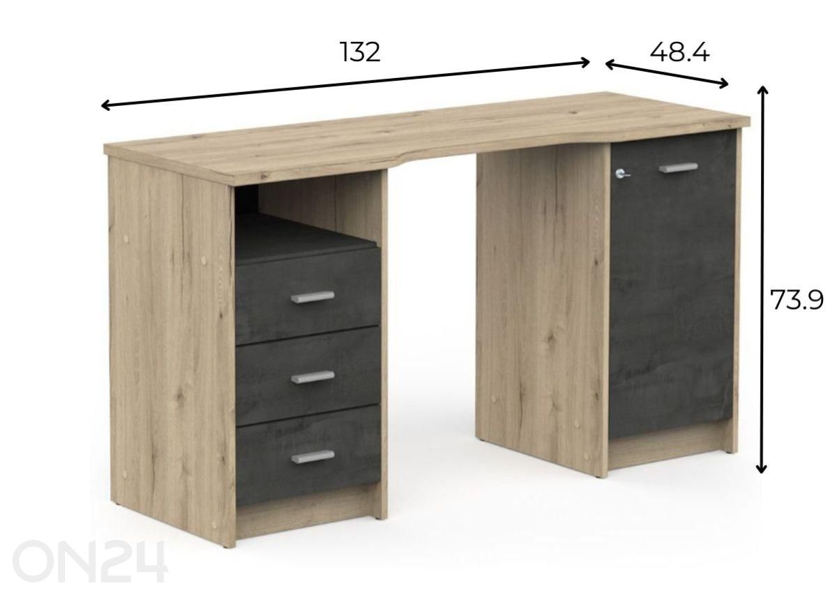 Kirjoituspöytä Mao, 48x132 cm kuvasuurennos mitat