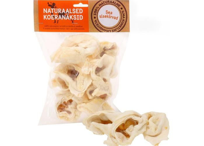 Koiran makupala valkoiset siankorvat 200g kuvasuurennos