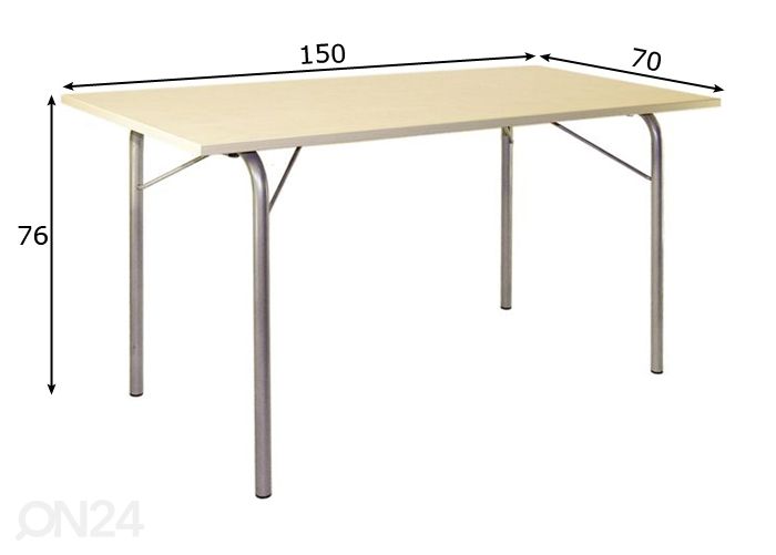 Kokoontaitettava työpöytä 70x150 cm kuvasuurennos mitat