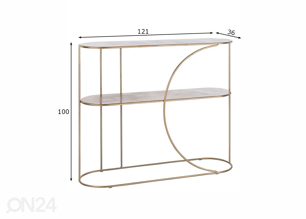 Konsolipöytä Curve 121 cm kuvasuurennos mitat