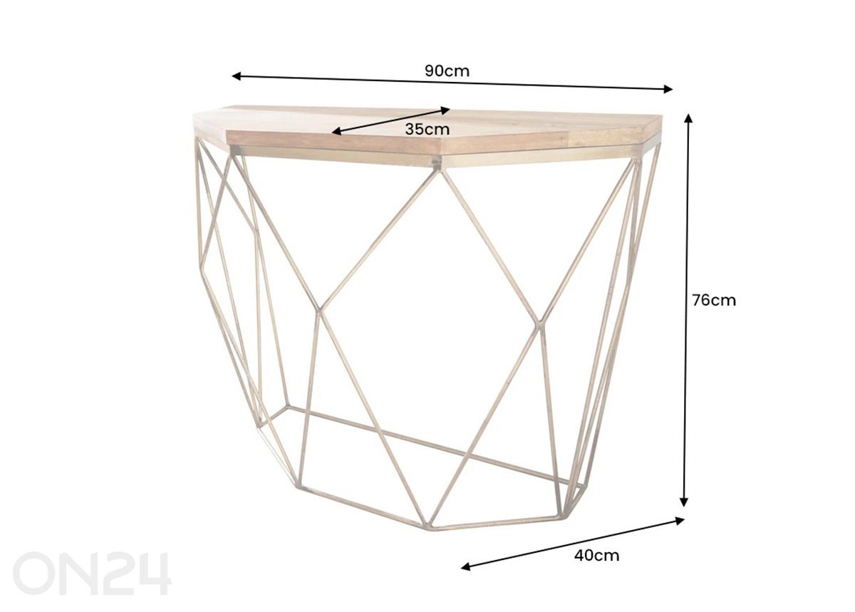 Konsolipöytä Diamond 90 cm kuvasuurennos mitat