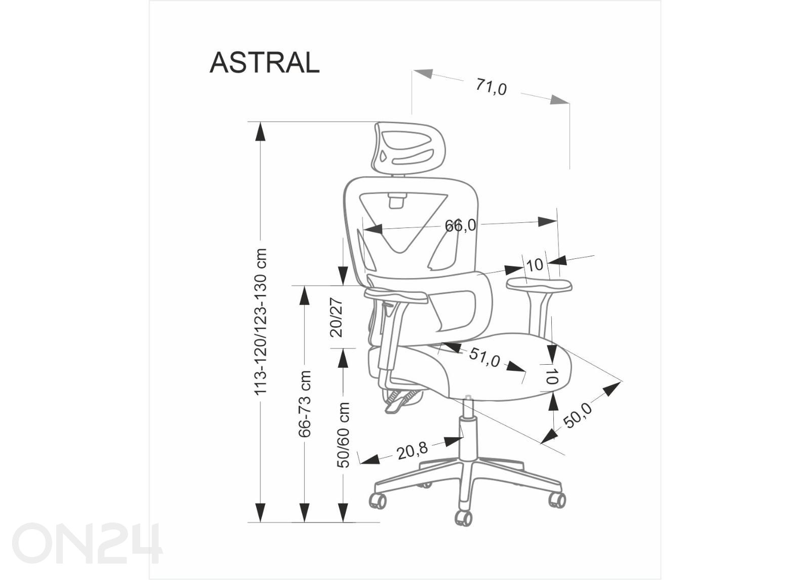 Konttorituoli Astral kuvasuurennos mitat