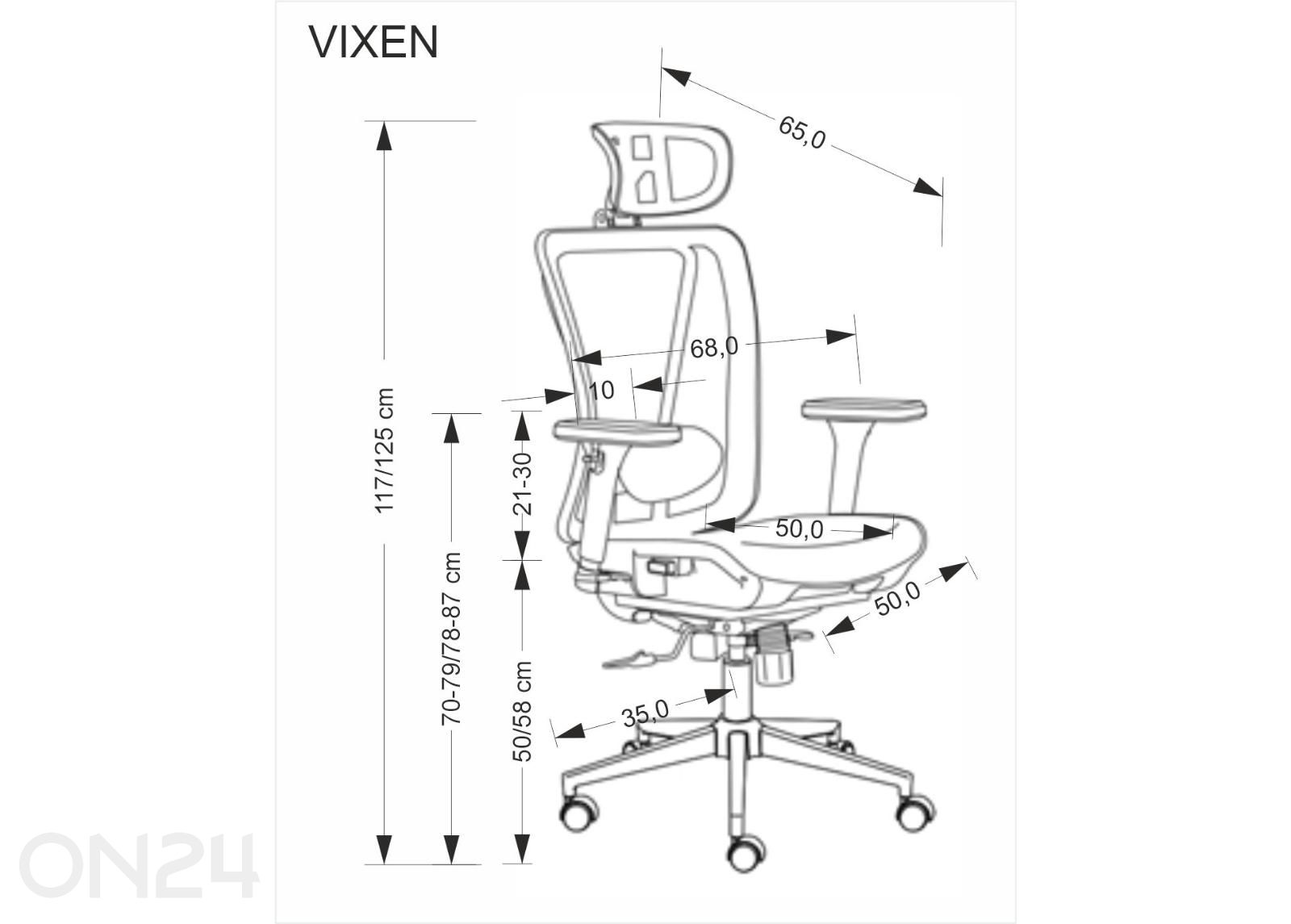 Konttorituoli Vixen kuvasuurennos mitat