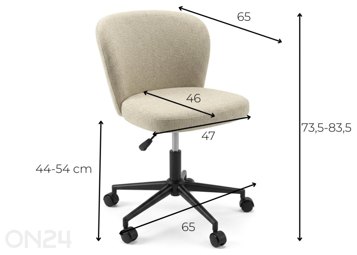 Konttorituoli Woolford kuvasuurennos mitat