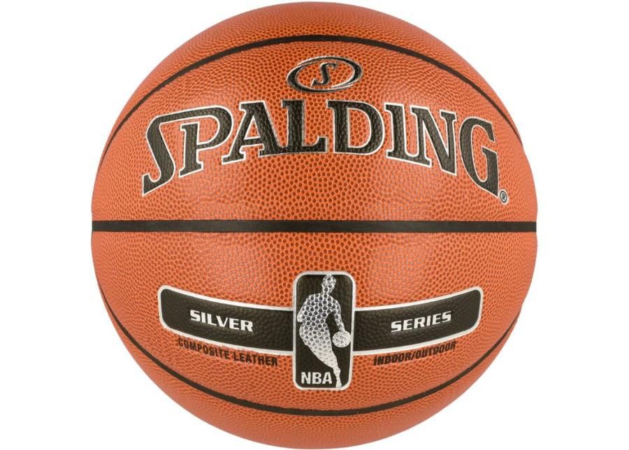 Koripallo ulko- ja sisäpelaamiseen Spalding NBA Silver kuvasuurennos