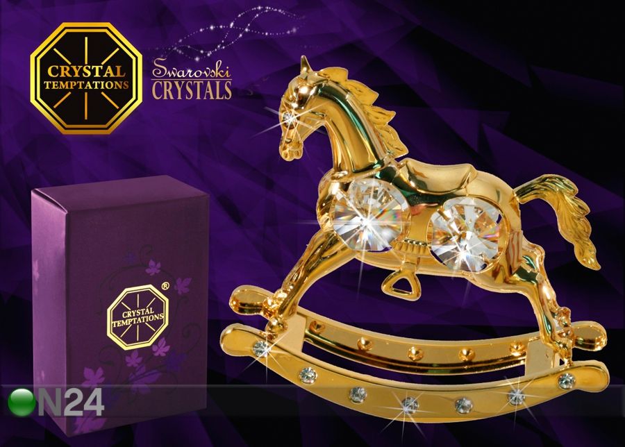 Koriste-esine Swarovski kristalleilla KEINUHEVONEN kuvasuurennos