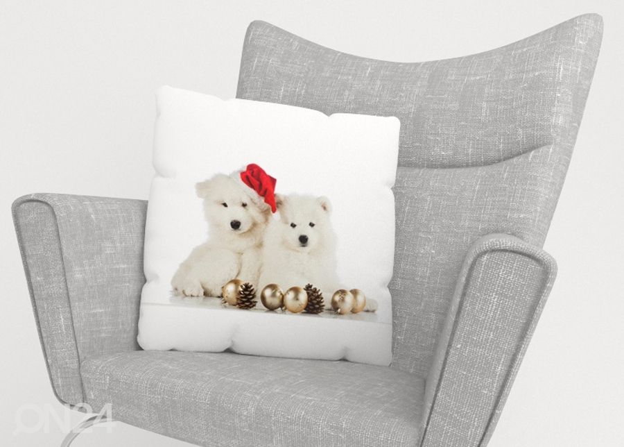 Koristetyynyliina Christmas Puppies 40x40 cm kuvasuurennos