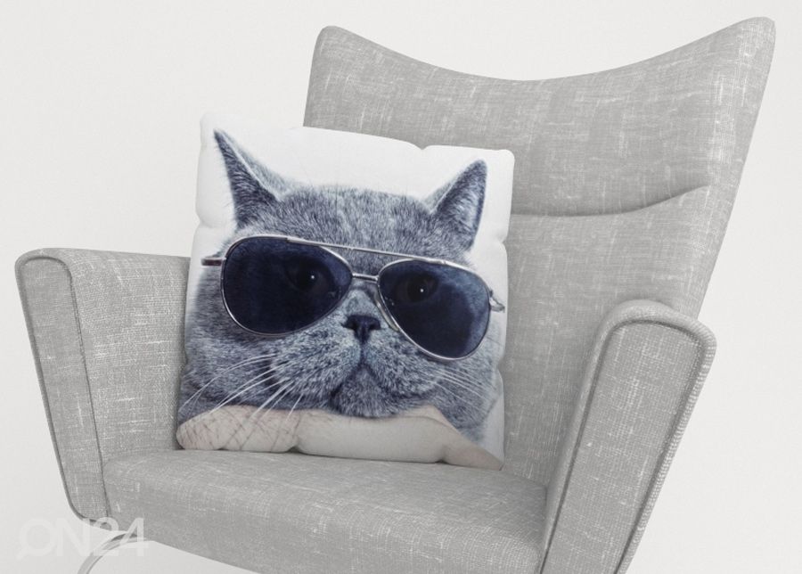 Koristetyynyliina Stylish Cat 40x40 cm kuvasuurennos