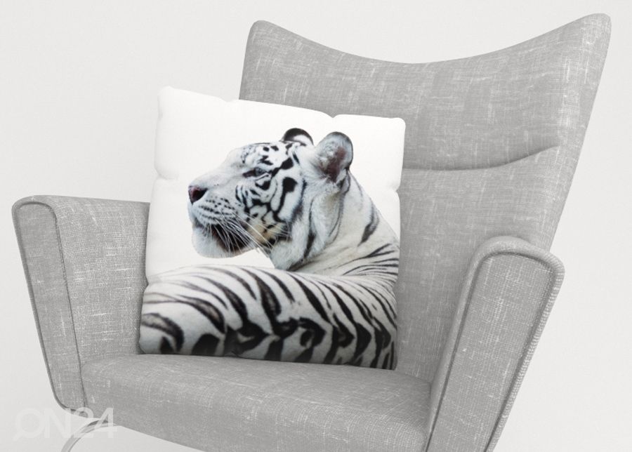 Koristetyynyliina White Tiger 40x40 cm kuvasuurennos