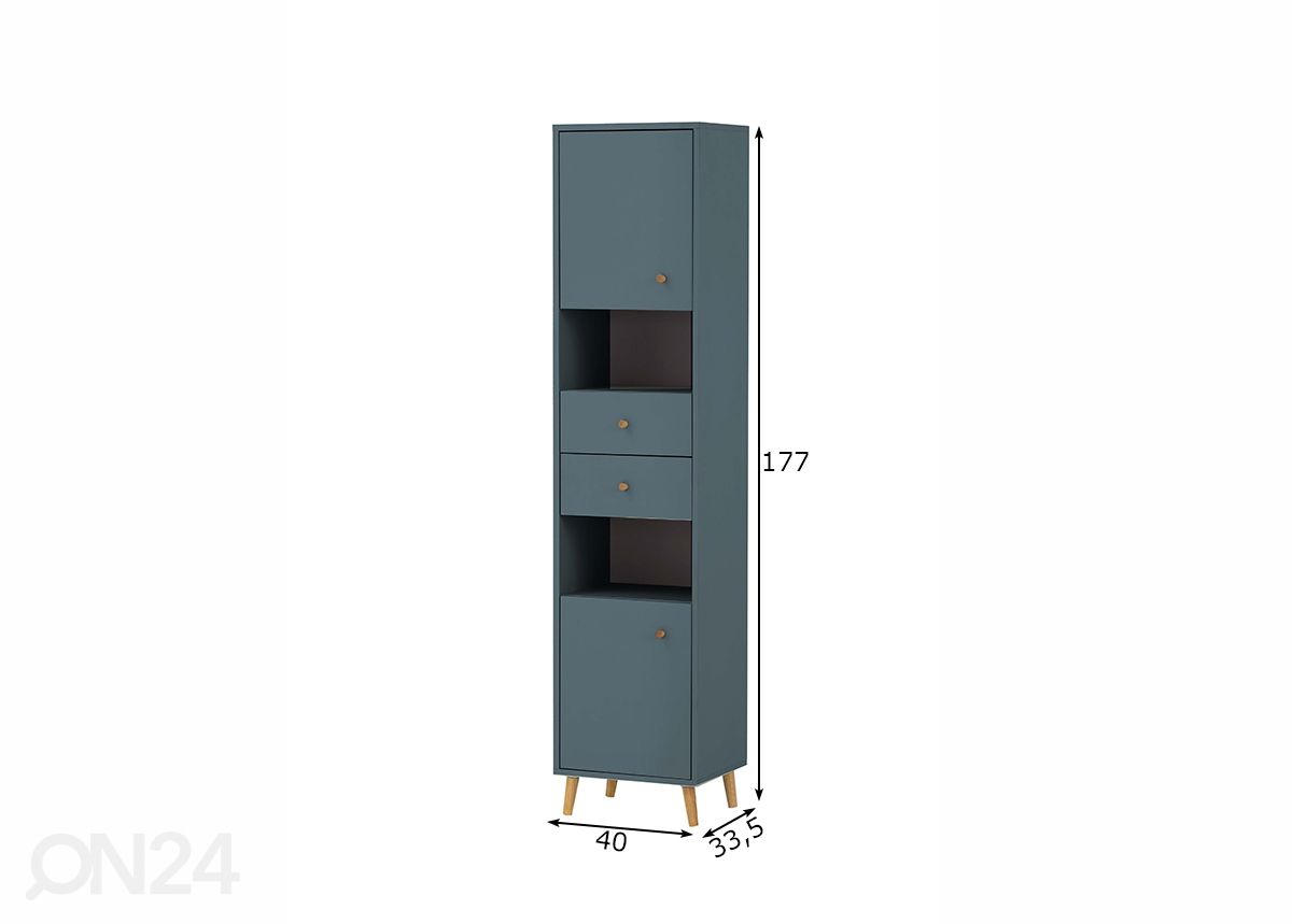 Korkea kylpyhuoneen kaappi Bjarne 40 cm kuvasuurennos mitat
