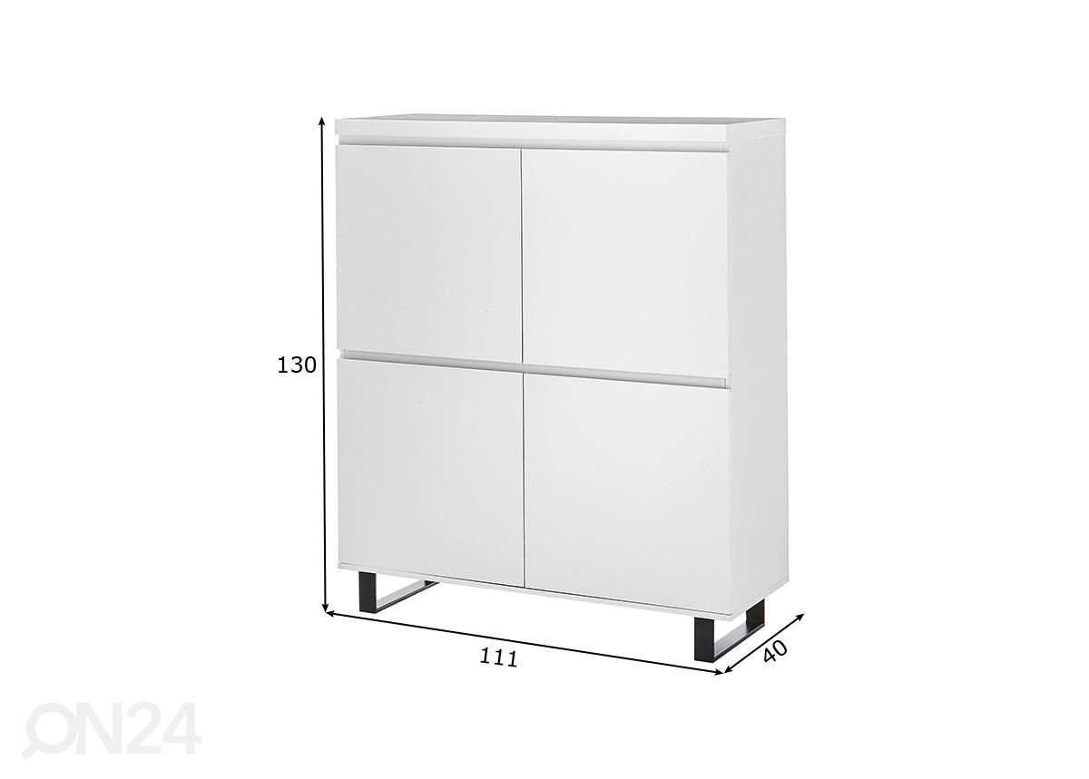 Korkea lipasto Austin 111 cm kuvasuurennos mitat
