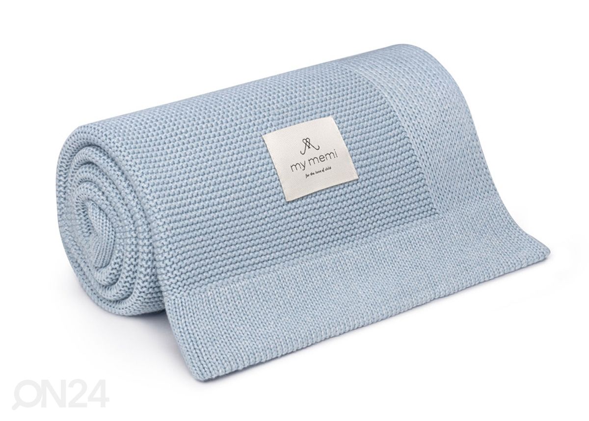 Kudottu vauvan bambupeitto, baby blue kuvasuurennos
