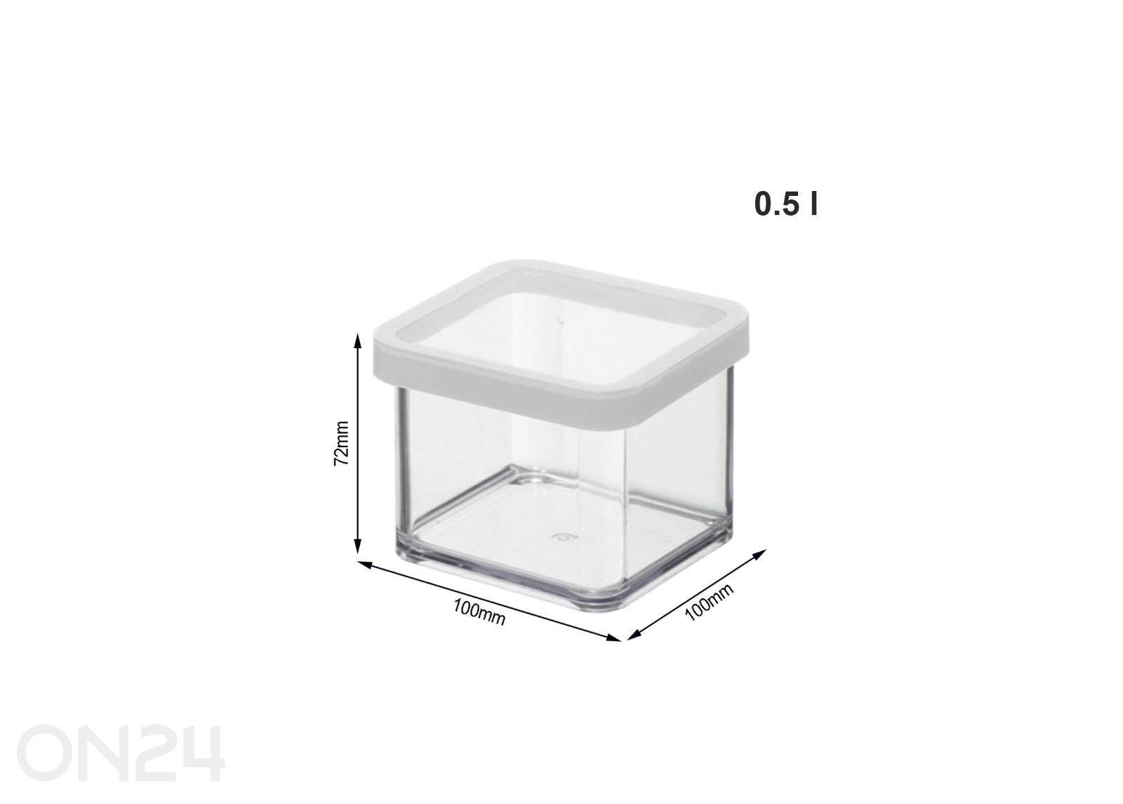 Kuiva-aineiden säiltysastia neliönmuotoinen, Loft 500 ml kuvasuurennos mitat
