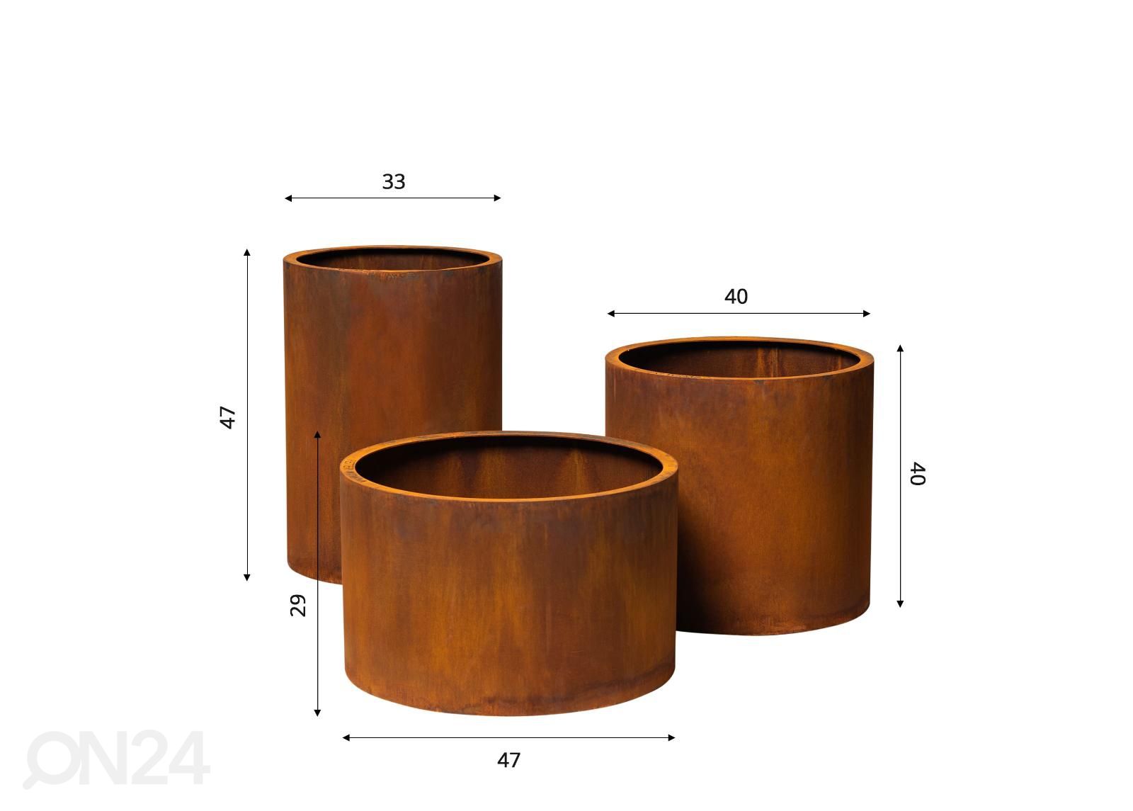 Kukkaruukut Petteri Wiimaa Corten Little Sisters kuvasuurennos mitat